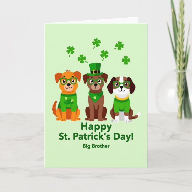 Faux Gold St Patricks Day Dogs Card (Front)