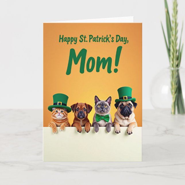 Faux Gold St Patricks Day Mom Card (Front)