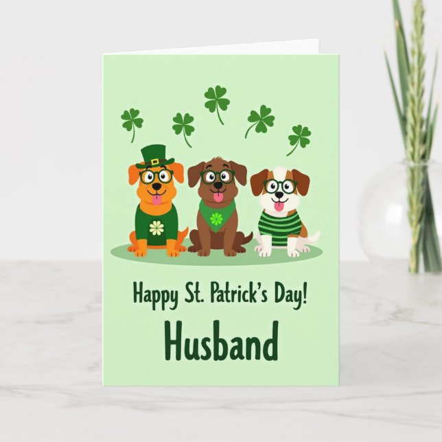 Faux Gold St Patricks Dogs Card (Front)