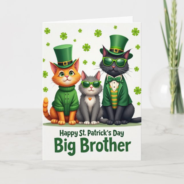 Faux Gold St Patricks Felines Card (Front)