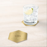 Faux gold Stainless Steel Look Paper Coaster<br><div class="desc">Modern simple minimalistic faux gold stainless steel looks with shiny gold stripe accent.</div>