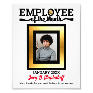 Faux gold star employee of the month photo display print