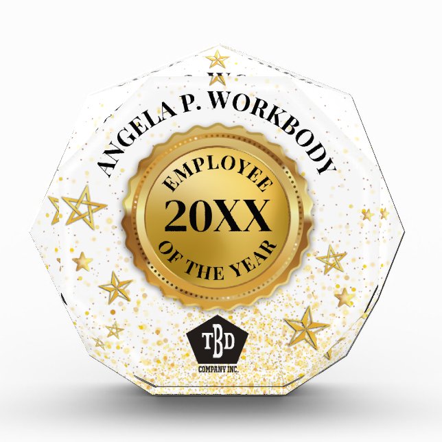 Faux gold stars emblem employee of the year award (Front)