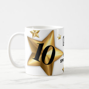 Faux gold stars employee anniversary milestone coffee mug