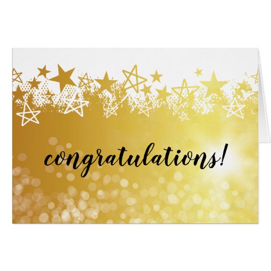 Faux gold stars employee congratulations card (Front Horizontal)