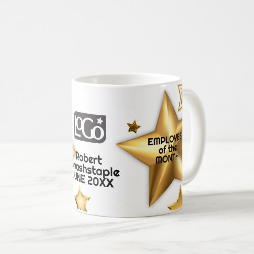 Faux gold stars employee of the month coffee mug