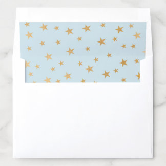 Faux gold stars on blue background envelope liner