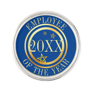 Faux gold stars personalized employee of the year lapel pin