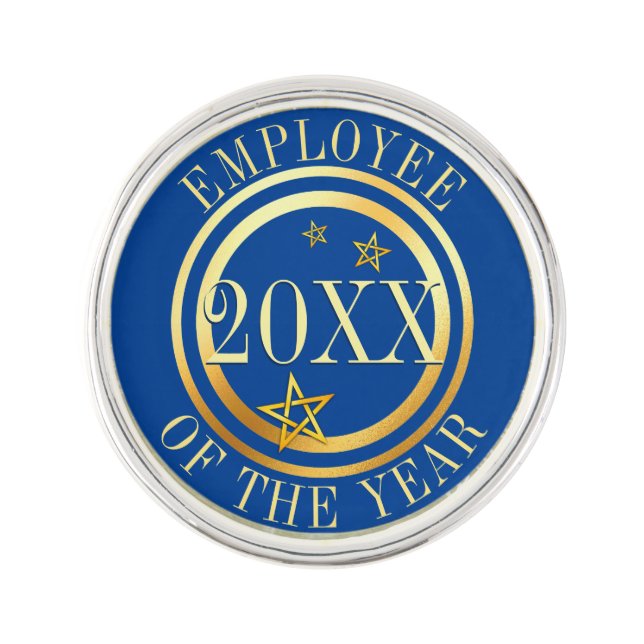 Faux gold stars personalized employee of the year lapel pin (Front)