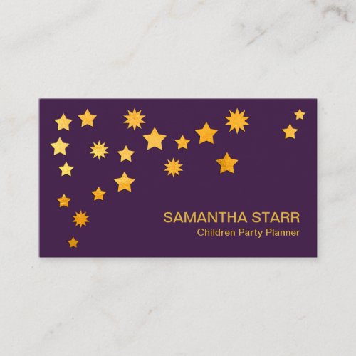 Faux Gold Stars Red Hearts Children Party Planner Business Card