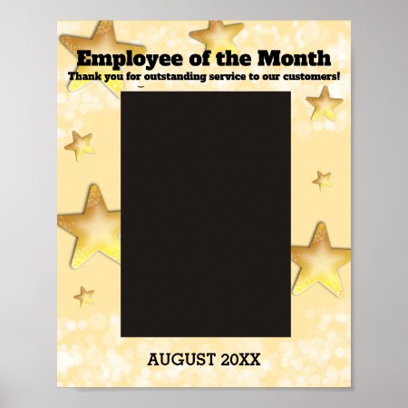 Faux Gold Stars Sparkle Employee Of The Month 8x10 Poster