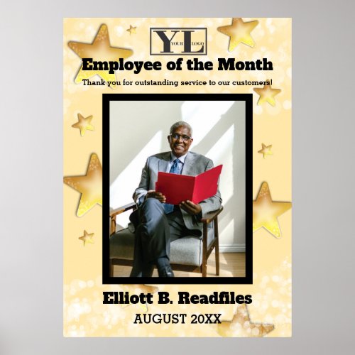 Faux gold stars sparkle employee of the month poster