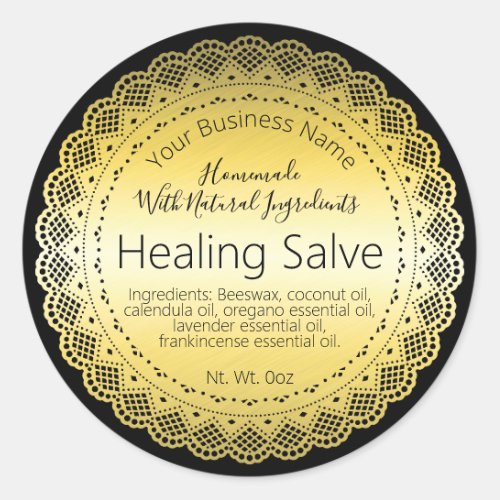 Faux Gold Sticker Label Handmade Healing Balm