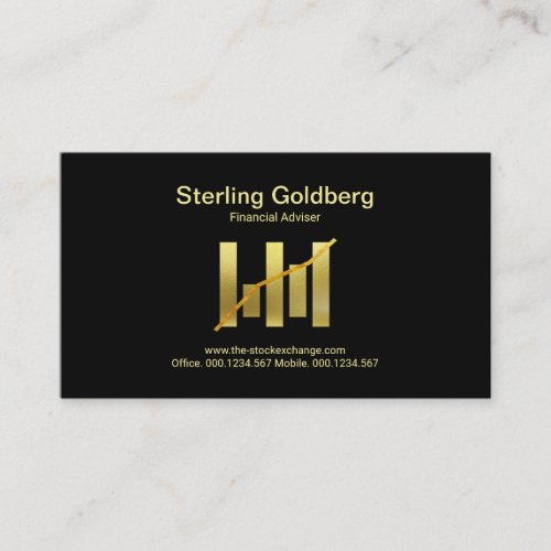 Faux Gold Stock Exchange Graph Financial Business Card