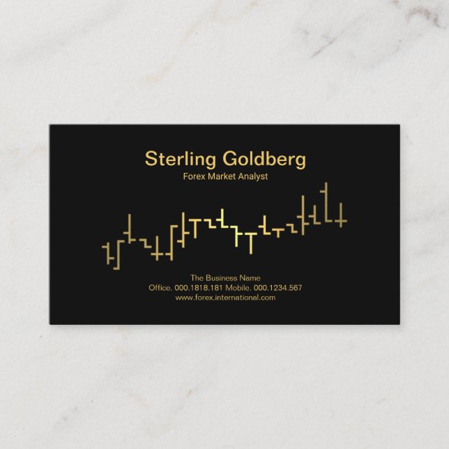Faux Gold Stock Exchange Graph Forex Dealer Business Card (Front)