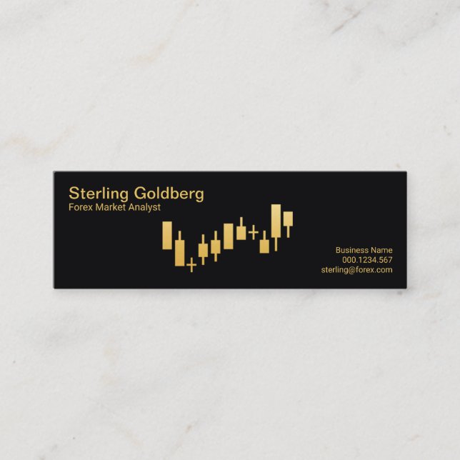 Faux Gold Stock Exchange Graph Forex Dealer Mini Business Card (Front)