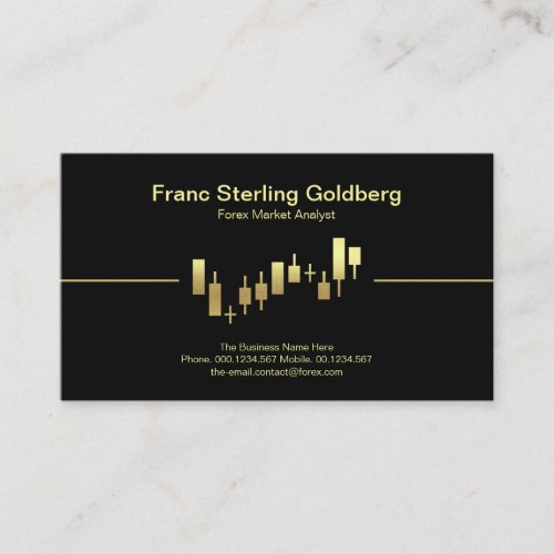 Faux Gold Stock Exchange Graph Stock Broker Business Card