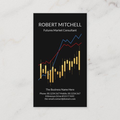 Faux Gold Stock Share Graphs Financial Business Card
