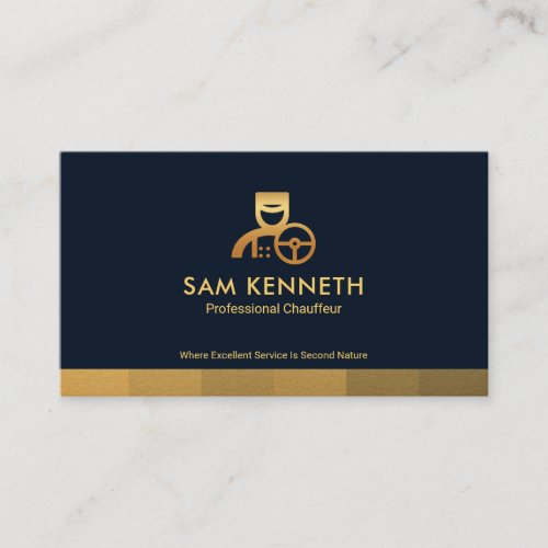 Faux Gold Stripe Black Limo Chauffeur Taxi Business Card