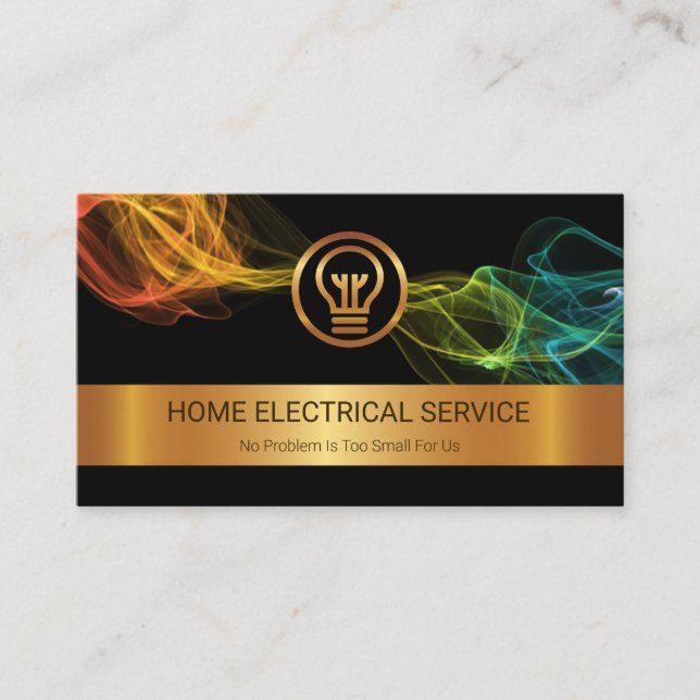 Faux Gold Stripe Electrical Power Wave Electrician Business Card (Front)
