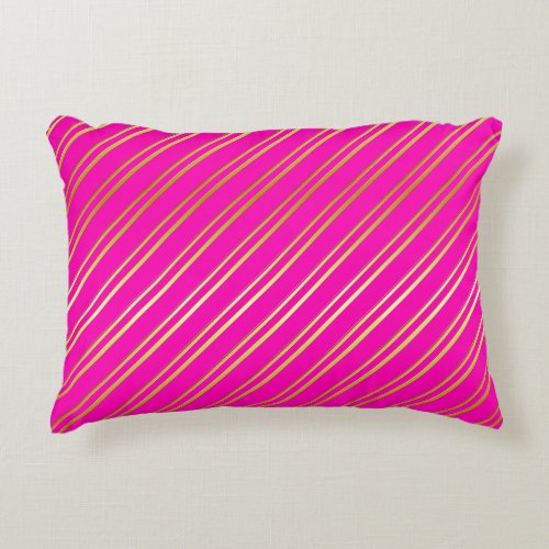 Faux Gold Stripes on Pink or Your Color Accent Pillow