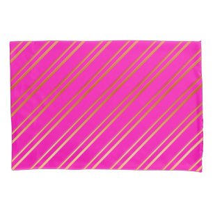 Faux Gold Stripes on Pink or Your Color Pillow Case