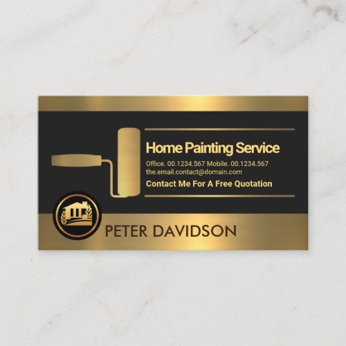 Faux Gold Stripes Roller Paint Brush Painter Business Card