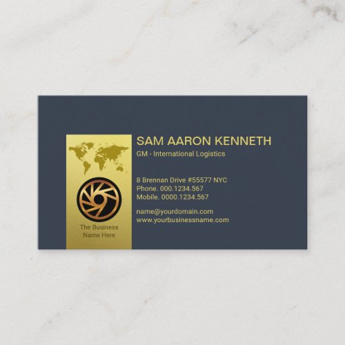 Faux Gold Tab Elegant Blue Corporate Logistics Business Card