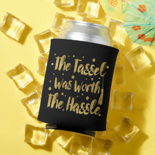 Faux Gold Tassel Graduation Can Cooler