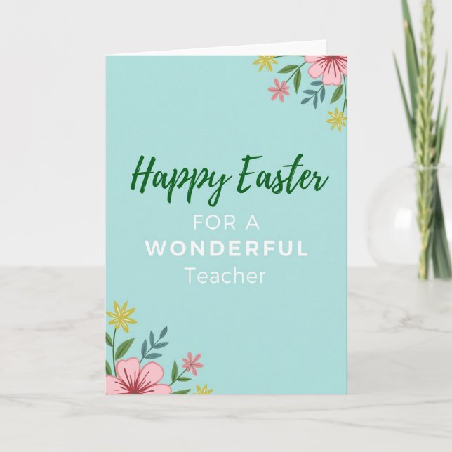 Faux Gold Teacher Easter Card (Front)