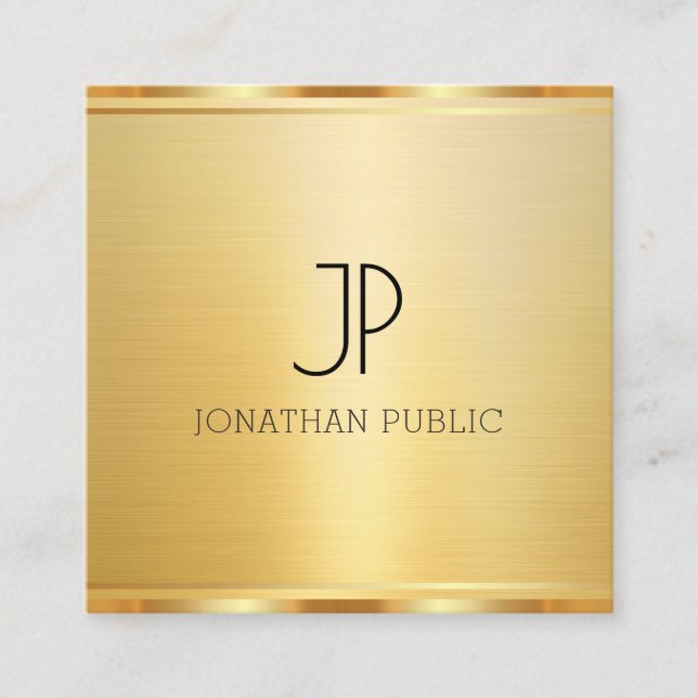 Faux Gold Template Elegant Modern Professional Square Business Card (Front)