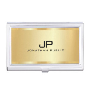 Faux Gold Template Elegant Modern Simple Monogram Business Card Case
