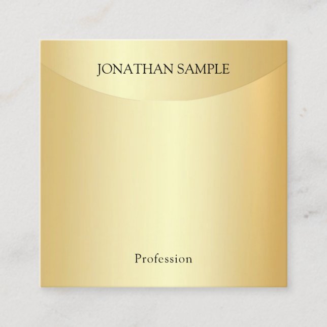 Faux Gold Template Elegant Professional Modern Square Business Card (Front)