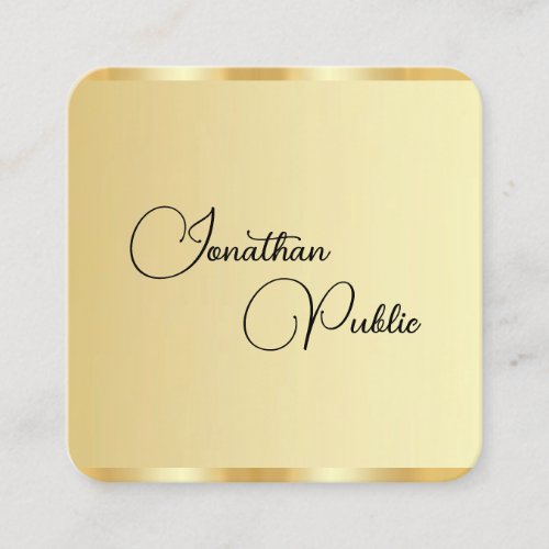 Faux Gold Template Modern Professional Elegant Square Business Card