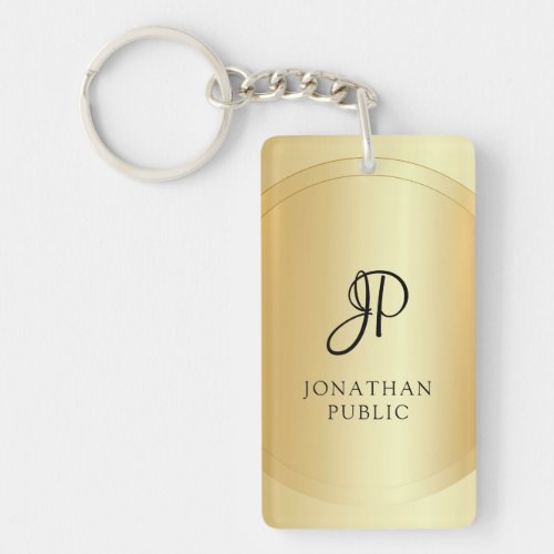 Faux Gold Template Monogram Add Your Name Elegant Keychain