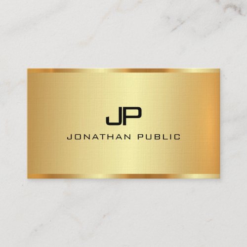 Faux Gold Template Monogram Initial Premium Linen Business Card