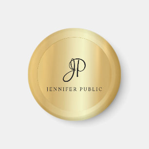 Faux Gold Template Monogram Modern Typography Magnet