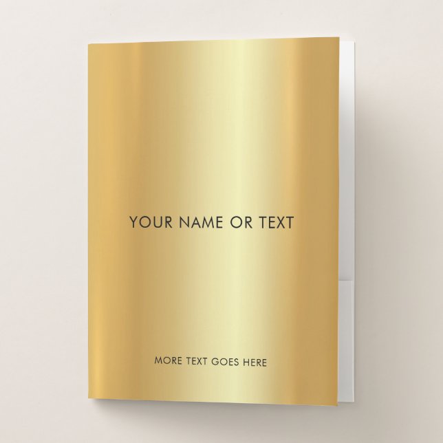 Faux Gold Template Office Modern Elegant Custom Pocket Folder (Front)