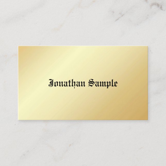 Faux Gold Template Old Text Personalized Glamorous Business Card (Front)