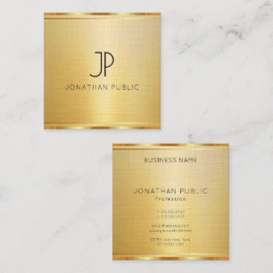 Faux Gold Template Premium Linen Elegant Luxury Square Business Card