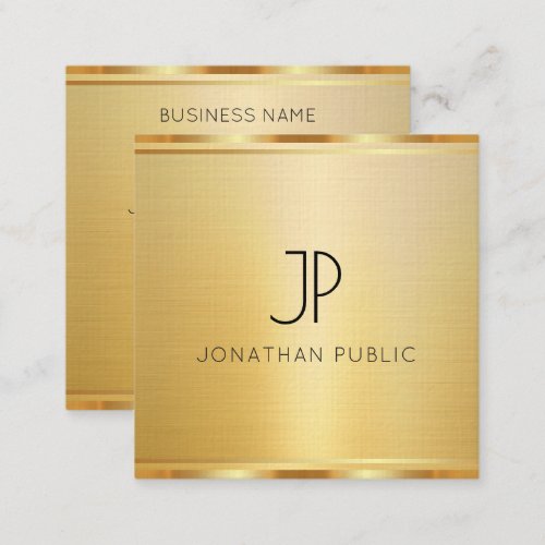 Faux Gold Template Premium Linen Elegant Luxury Square Business Card