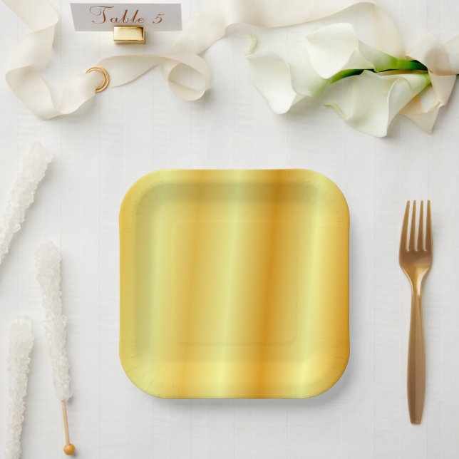 Faux Gold Template Trendy Elegant Glamorous Paper Plates (Wedding)