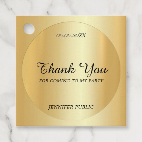 Faux Gold Thank You Hand Script Text Template Favor Tags