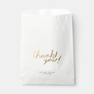 Faux Gold Thank You White Favor Bags