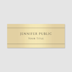 Faux Gold Trendy Elegant Glamorous Template Name Tag