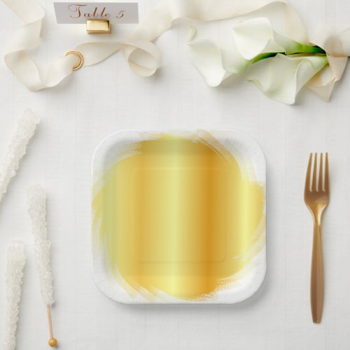 Faux Gold Trendy Elegant Glamour Template Paper Plates