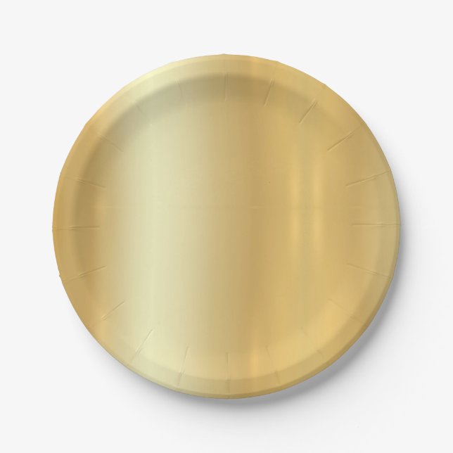 Faux Gold Trendy Elegant Simple Design Template Paper Plates (Front)
