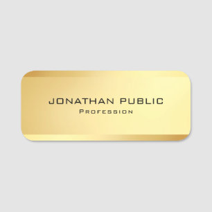 Faux Gold Trendy Elegant Template Glamorous Name Tag