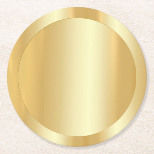 Faux Gold Trendy Modern Blank Elegant Template Round Paper Coaster