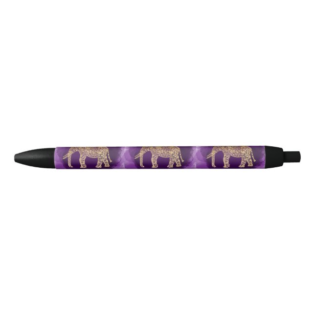 faux gold tribal elephant purple brushstroke pen (Front)